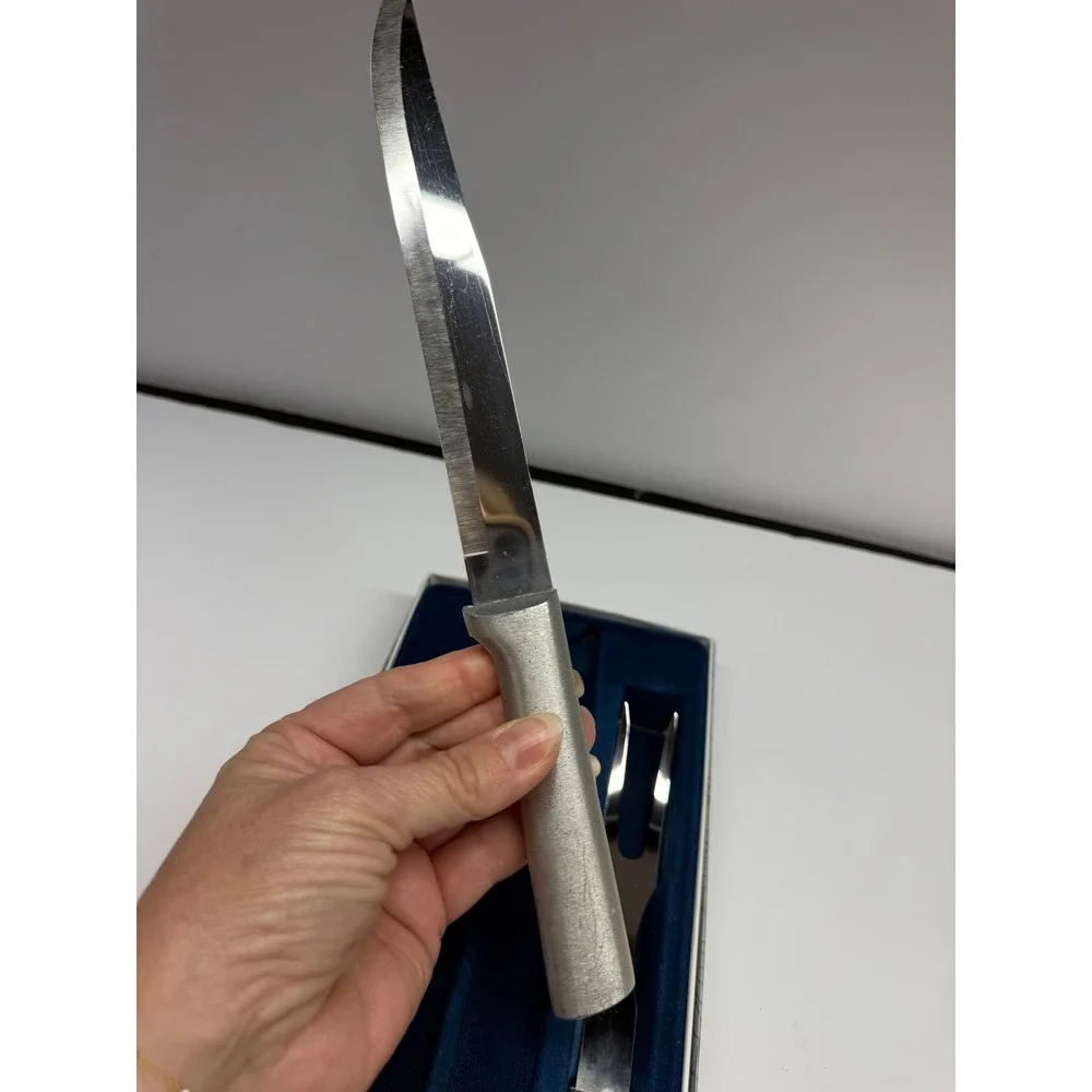 Rada Cutlery Vintage 3 Piece Carving Set Aluminum Handle Knife Fork S3 C Box